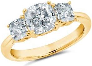 Crislu 3-Stone Cushion Ring in 18Kyg/Clear Stone at Nordstrom, Size 7