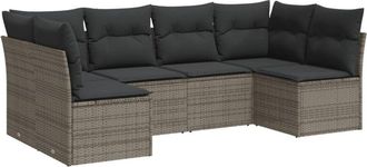 vidaXL Vidaxl - Set De Muebles De Jard&iacute;n 6 Pzas Y Cojines Rat&aacute;n Sint&eacute;tico Gris