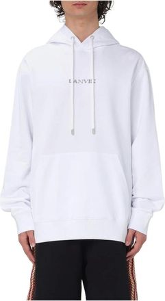 Lanvin Hoodies, male, White, S, Embroidered Logo Hoodie