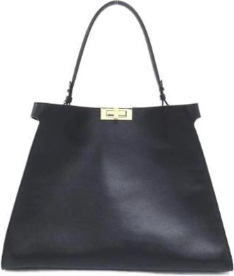 Fendi Pre-owned Way Large Calf Leather Tote Bag - Dames - Vintage Handtas - Zwart - ONE Size - Leer - Vintage