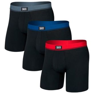 Saxx Essential Cotton Boxer Brief Fly 3-Pack Alltagsunterw&auml;sche f&uuml;r Herren | schwarz