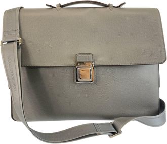 Louis Vuitton Gray Leather Briefcase Shoulder Bag (Pre-Owned)