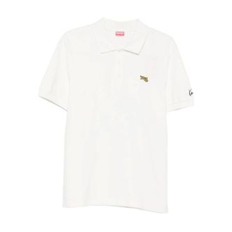 Kenzo Tops, Heren, Wit, S, Katoen, Tiger Patch Polo Shirt