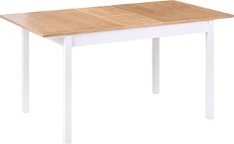 Beliani Mesa De Comedor Extensible Madera Clara Y Tablero De Madera De Caucho Blanco 120/150 X 80 Cm Hoja De Mariposa Houston