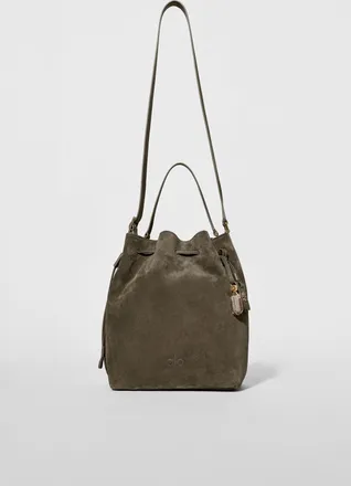 Alo Balance Bucket Bag in Olive Tree Suede, Size: Regular