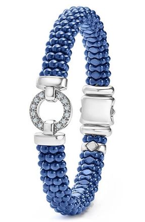 Lagos Blue Caviar Diamond & Ceramic Rope Bracelet in Marine at Nordstrom, Size 6.5