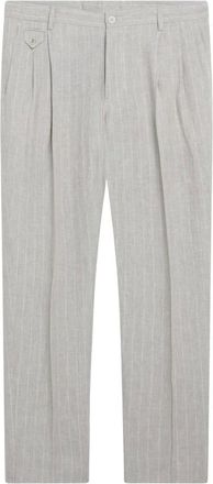 Dolce & Gabbana Broeken, Heren, Grijs, M, Linnen, Linnen Pinstripe Broek
