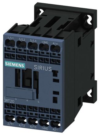 SIEMENS Contactor De Acoplamiento, Ac-3e, 7 A/3 Kw/400v, 3 Polos, Dc 24v, 1n/a, Conexi&oacute;n Por Resorte, 3rt20152kb41
