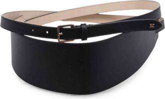 Max Mara leren riem met logoplaat