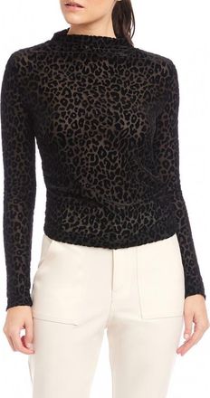 Fifteen Twenty Khami Mock Neck Burnout Top in Leopard at Nordstrom, Size Medium