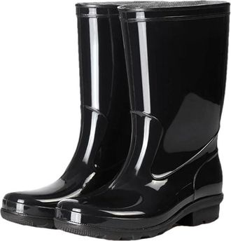 Generic Mens Mid-Tube Rain Boot Outdoor Water Shoes Non-Slip Waterproof Chef Round-Toe Farmer Work Wear