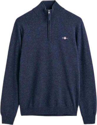 GANT Sweater met halve rits - Blauw
