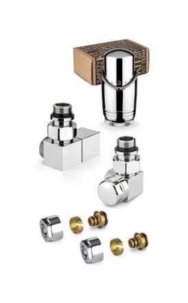 APM Kit De V&aacute;lvulas Termost&aacute;ticas De Mobiliario, Color Cromo, Modelo Cuadrado Con Conexi&oacute;n Para Tubo Multicapa Apm 137kc 015 M 16 12 Cromo
