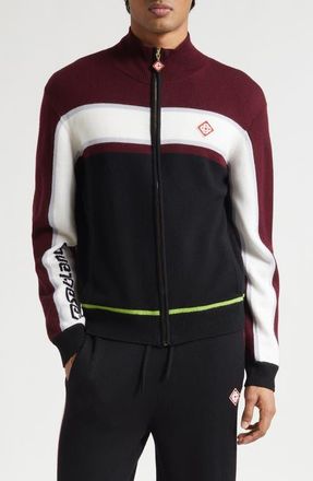 Casablanca Stripe Merino Wool Knit Jacket in Black at Nordstrom, Size X-Large