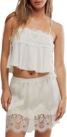 Free People Sweet Love Crop Pajama Camisole in White Alyssum at Nordstrom, Size X-Large