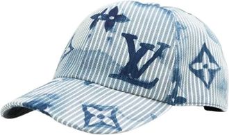 Louis Vuitton Pre-owned Accessories, male, Blue, Size: ONE SIZE Pre-owned Casket Hickory Stripe Monogram Cotton Cap