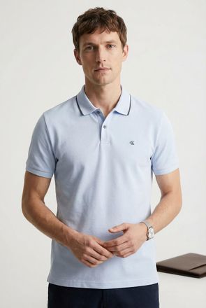 Calvin Klein Poloshirt CALVIN KLEIN SS RFND PQ TPPD CLSS, Herren, Gr. XXL, breezy blau, Piqu&eacute;, Obermaterial: 100% Baumwolle, regular fit normal, Rundhals, eingeset