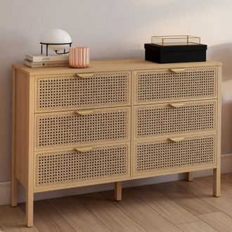 IDMarket Edhen Arc&oacute;n De 6 Cajones 115 Cm Madera Color Caning