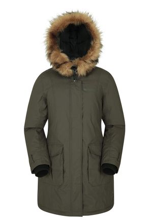 Mountain Warehouse Aurora Womens Down Jacket - Waterproof & Breathable Ladies Puffer Coat with Taped Seams & Down Proof Lining - For Spring Summer, Camping Khaki Womens 