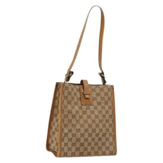 Gucci Pre-owned Shoulder Bags, female, Beige, Size: ONE SIZE Pre-owned Vintage Canvas Shoulder Bag