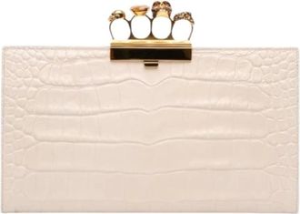 Alexander McQueen Pre-owned Knuckle Clutch Bag - Dames - Vintage Clutch - Wit - ONE Size - Leer - Vintage