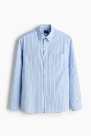H&M Loose Fit Poplin Shirt in Light Blue/striped at Nordstrom, Size Xxx-Large
