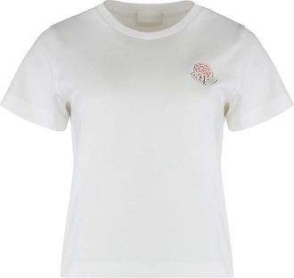Moncler Tops, Dames, Wit, M, Katoen, Branded Katoenen T-shirt