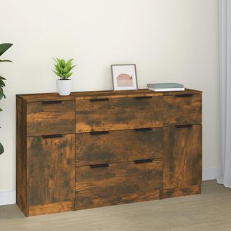 Berkfield Home 3 Piece Sideboard Set Smoked Oak Engineered Wood in Brown
