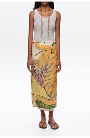 Bimba & Lola Patchwork Linen Sarong Skirt in Wild at Nordstrom, Size X-Small Eu