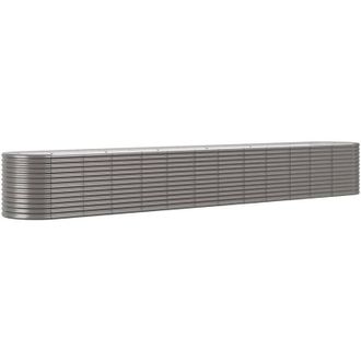 vidaXL Jardinera Arriate Acero Recubrimiento Polvo Gris 512x80x68 Cm Vidaxl
