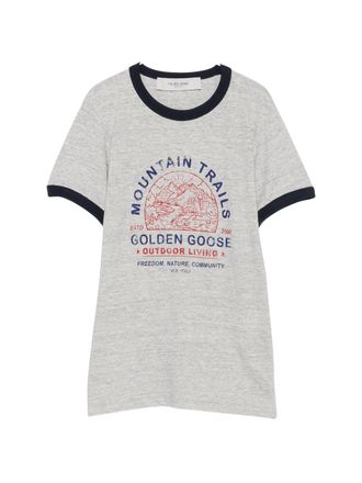 Golden Goose Heather Grey Cotton T-Shirt With Graphic Print