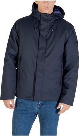 Emporio Armani Emporio Armani Ea7, Jassen, Heren, Blauw, 3Xl, Polyester, Moderne Caban Coat met Verstelbare Capuchon