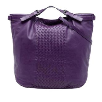 Bottega Veneta Bolso Tote de Cuero Tejido Pre-owned - Pre-owned - Mujer - P&uacute;rpura - ONE SIZE