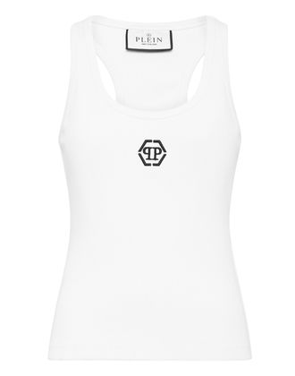 Philipp Plein Ribbed Tank Top Hexagon