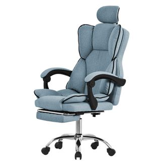 ML Design Silla de ordenador gaming azul regulable altura respaldo alto