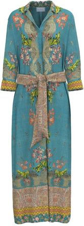 Pierre-Louis Mascia Aloe Shirt Dress Silk - Dames - Maxi kleedjes - Blauw - L - Kleedjes