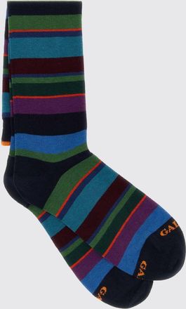 Gallo Calze alte in cotone stretch con motivo a righe multicolor e logo jacquard