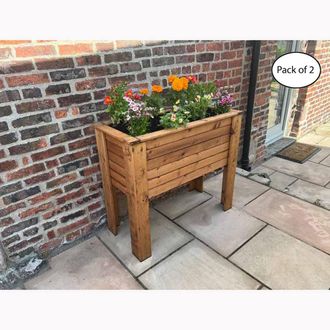 Charles Taylor Trading Multi Pack of 2 - Somerford Deep Root Large Planter - Fully Assembled in Light Brown