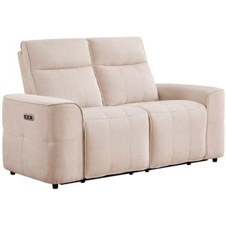 Vente-Unique Divano 2 posti relax elettrico in tessuto ciniglia beige - SCAMOCO