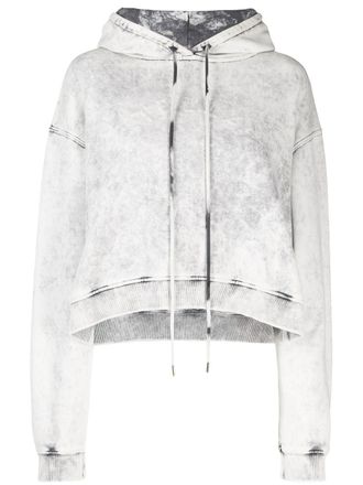 Stella McCartney cropped acid wash hoodie - women - Cotton - 40 - White