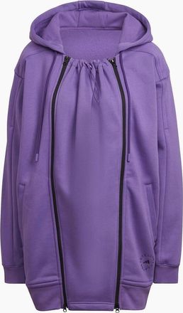 adidas Womens Solid Patterned Hooded Drawstring Ribbed Cuff Zipped Pocket Three in One Jacket - Purple - Size: 12