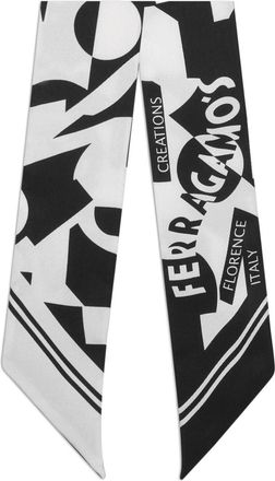 Ferragamo logo-print silk scarf - women - Silk - One Size - White