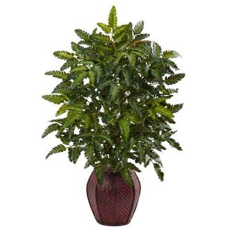 Nearly Natural 33-in Bracken Fern with Decorative Planter in Green at Nordstrom