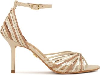 Kazar Beige en bruine sandalen met hak - Dames - Sandalen met hakken - Beige - 38 EU - Leer - Schoenen