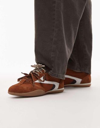 Bronx Park-err - Sneakers in pelle color cammello con lacci a contrasto-Neutro