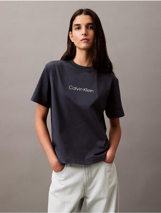Calvin Klein Jeans Calvin Klein Womens Standard Logo Boxy Fit Crewneck T-Shirt - Navy - XS