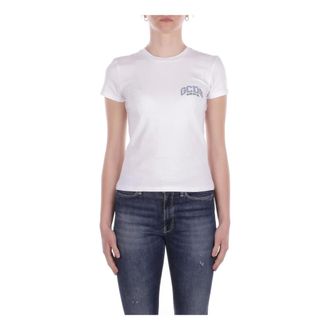 GCDS T-Shirts, female, White, Size: XS Logo Front T-shirt