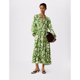 Whistles Floral Trapeze Shirt Dress in Grn/multi at Nordstrom, Size 10