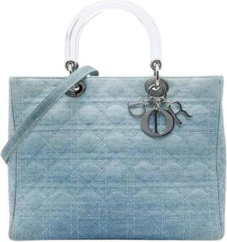 Dior Pre-owned Lady Dior Satchel - Dames - Vintage Handtas - Blauw - ONE Size - Denim - Vintage