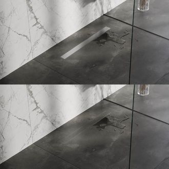 Marcel Breuer Douchegoot - 70x7x6.7cm - ondiepe vloerflens - zijuitloop - tegelinlegrooster omkeerbaar - RVS